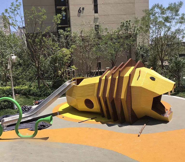戶外造型獅子不銹鋼滑梯定制