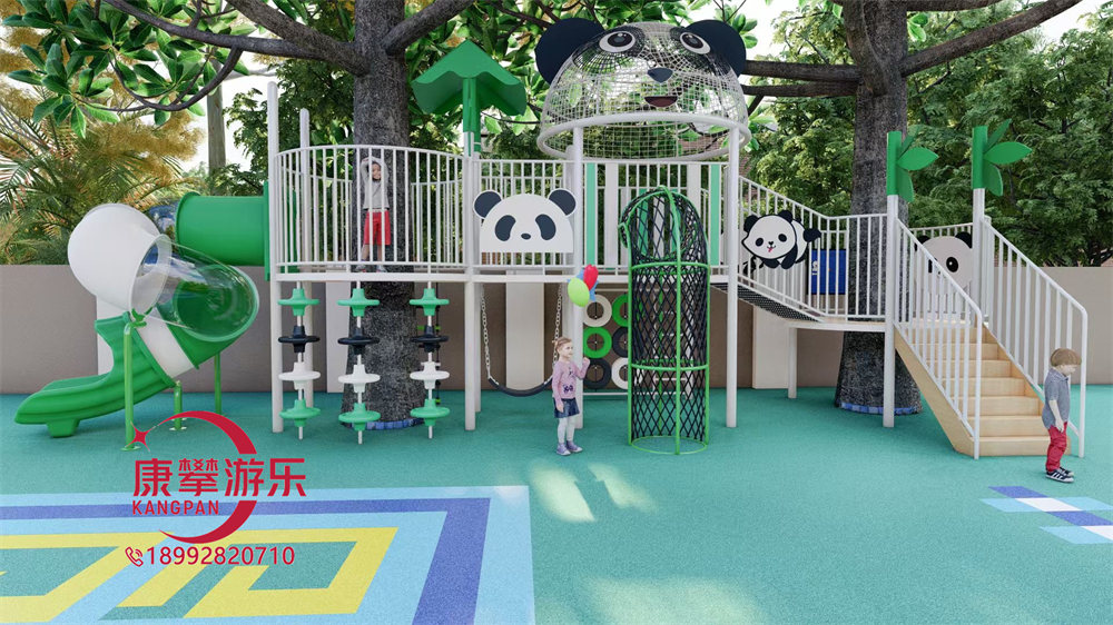 幼兒園戶外熊貓?jiān)煨头菢?biāo)兒童游樂(lè)設(shè)施定制